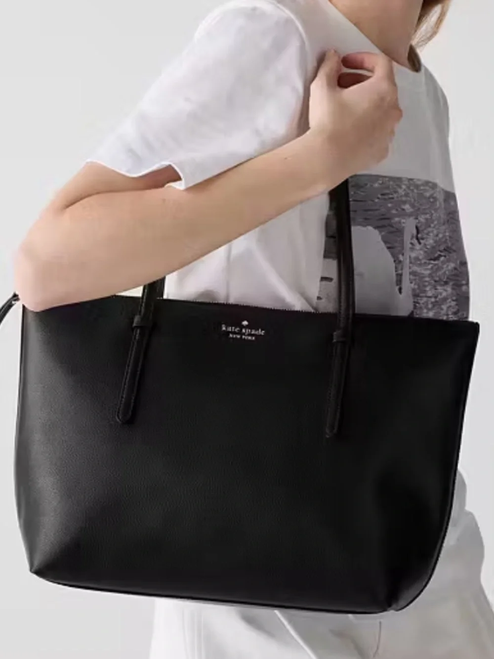NEW kate spade new york Pebbled Leather All Day Tote Zip Tote In Black#KO140